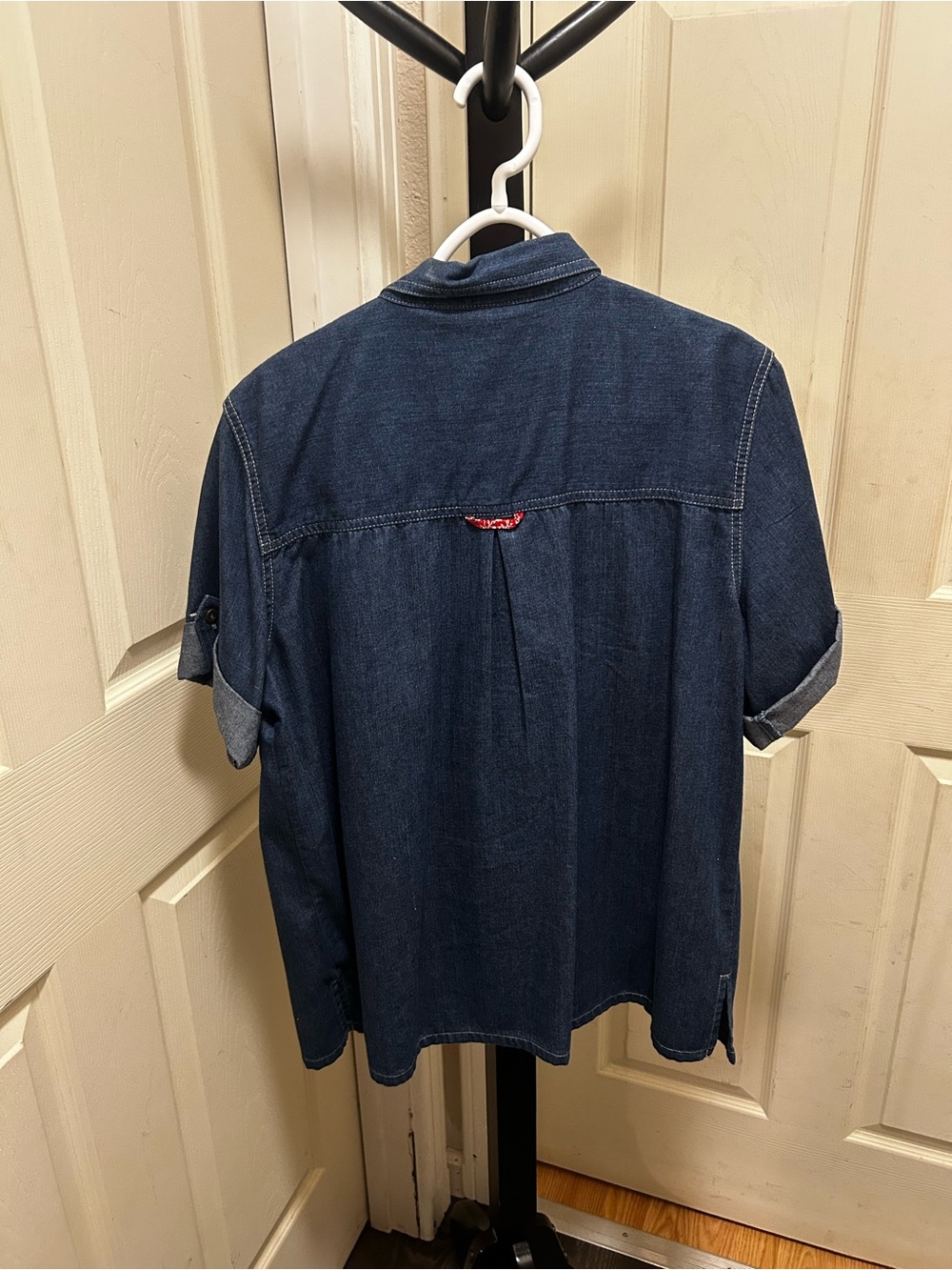 Vintage Koret City Blues women's patchwork bandana denim button-up shirt. - Picture 5 of 11